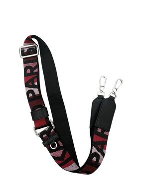 Karl Lagerfeld Black and Burgundy Logo Jacquard Bag Strap
